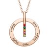 Personalized Planet Rose Goldtone Family Name and Birthstone Circle Necklace ,Women's