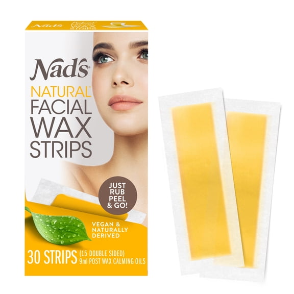 Nad's Natural Facial Wax Strips for Facial Hair Removal, 30ct