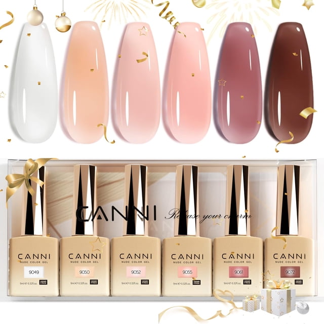 Set de esmaltes de uñas en gel CANNI, 9 ml, sin hema-otoño, 6 unidades, Jelly Nude
