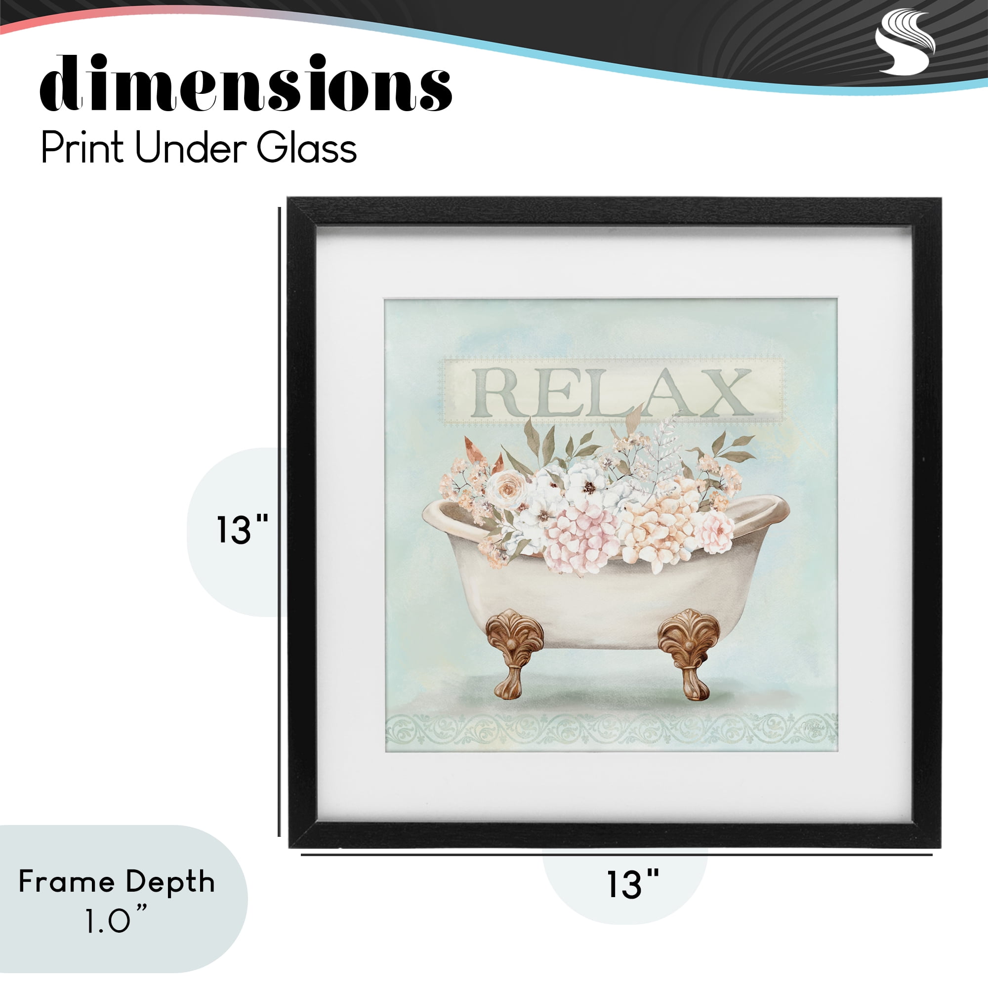 Stupell Industries Relax Floral Tub Black Framed Print Under Glass, design by Mollie B.