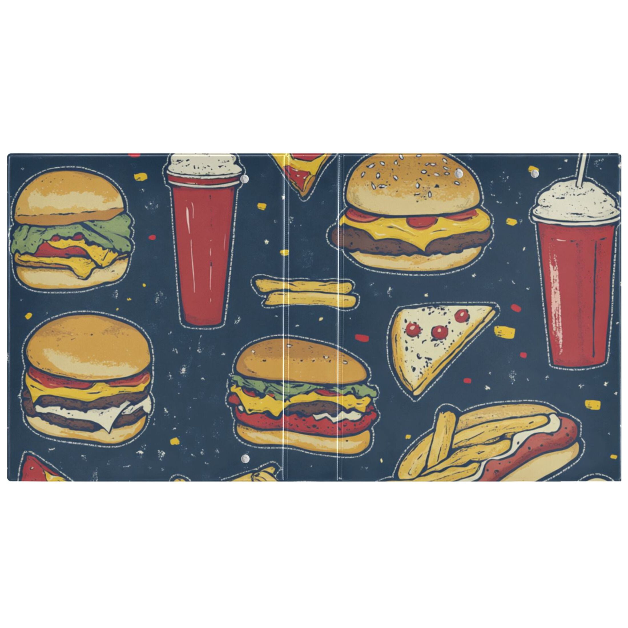 Hamburgers Fries Sandwich 3 Ring Binders 1.5 inch Hardcover File Folders with Interior Pockets A4 Size Organizer for School Office Hospital