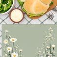 thumbnail image 3 of Amarainy Daisy Garden Green Linen Table Mats Set of 4 for Home Kitchen Table Decor 12x18 inch, 3 of 5