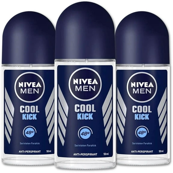 Nivea for Men Cool Kick Anti-Transpirant Deodorant ROLL-ON, 50 ML / 1.7 OZ PACK OF 3