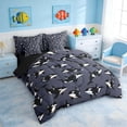thumbnail image 2 of Manfei Cartoon Orca Dark Gray Twin Bedding Sets for Kids Boys and Girls, Nautical Marine Print Bedding Comforter Set, Black Reversible 7-Piece, 2 of 6