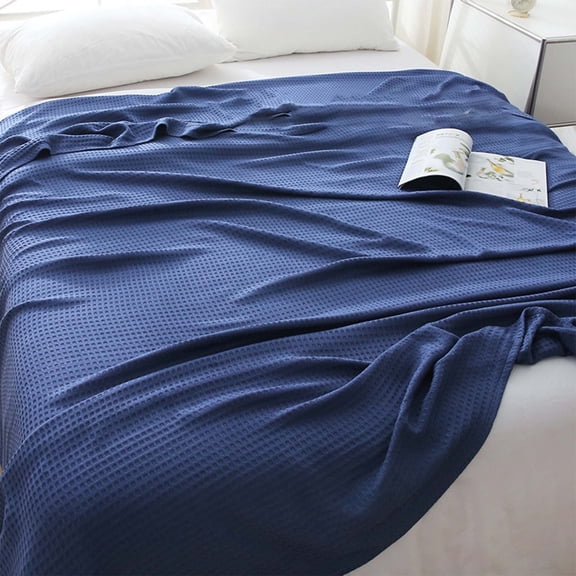 AUQ 2026 New Cooling Waffle Blanket Queen Size,Lightweight Rayon Derived From Bamboo & Cotton Breathable Blanket for Hot Sleepers,Bed,Couch,Sofa for Bedroom,Living Room,Home,Guest Room,43.3
