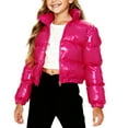 thumbnail image 4 of Cethrio Girls Puffer Jackets Size 7-8T, Fashion Stand-up Collar Warm Zip up Winter Coats Hot Pink, 4 of 5