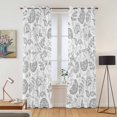 thumbnail image 2 of Grey Farmhouse Kitchen Curtains 96 Inch Length, Floral Floral Plant Leaf Vintage Spring Grommet Top Bedroom Living Room Curtains, Light Filtering Cafe Curtain Drapes 2 Panels Set 104''x96'', 2 of 9