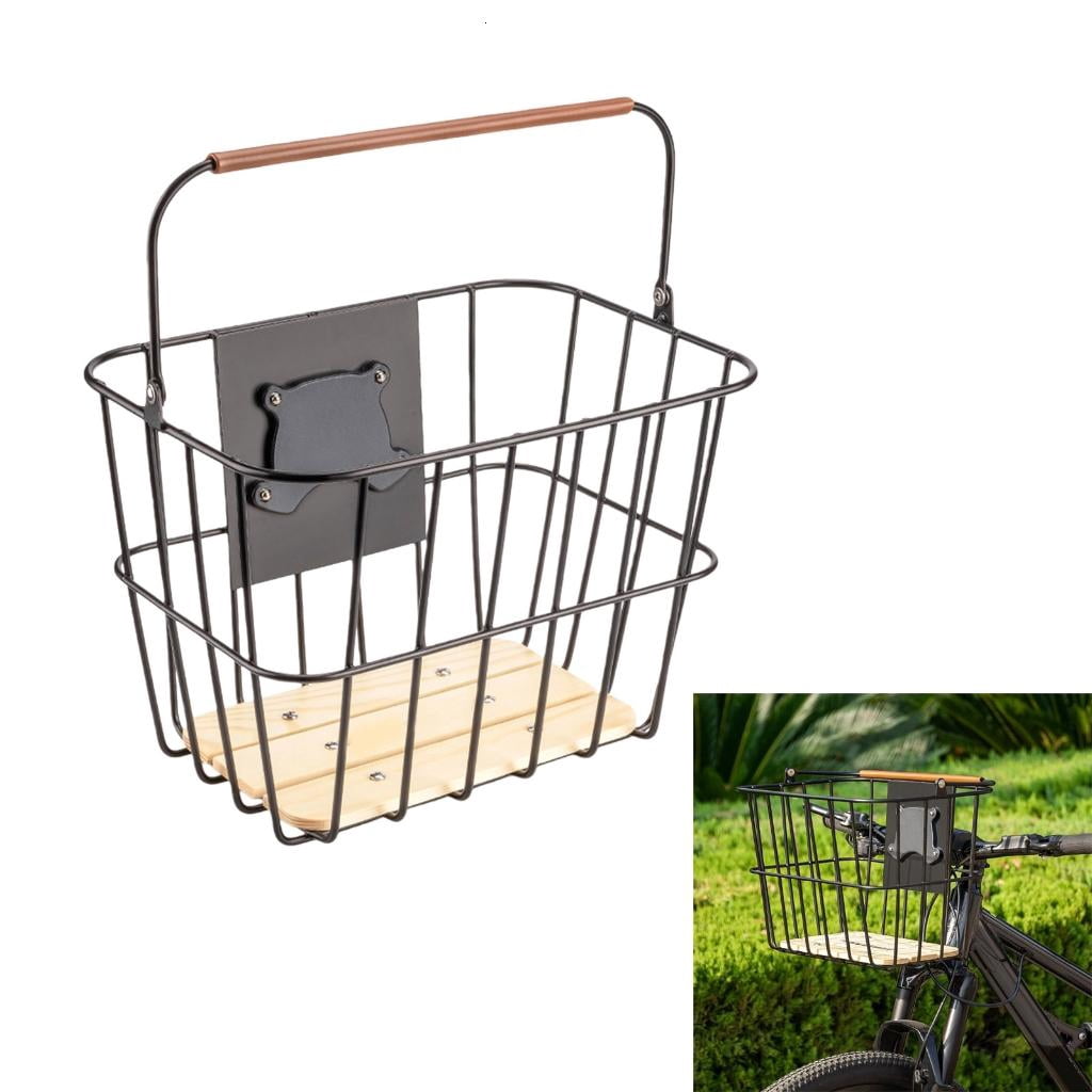 Yihuala Bike Basket Natural Wood and Recyclable Quickly Release Front Bike Basket for Green Lifestyles Enthusiasts