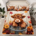 thumbnail image 2 of Castle Fairy Cartoon Highland Cow 4 Pieces Queen Sheet Sets for Kids Teens Adults,Chic Flowers Vintage Cabin Ultra Soft Flat Sheet,Rustic Farmhouse Animal Queen Fitted Sheet,Breathable Home Decor, 2 of 7