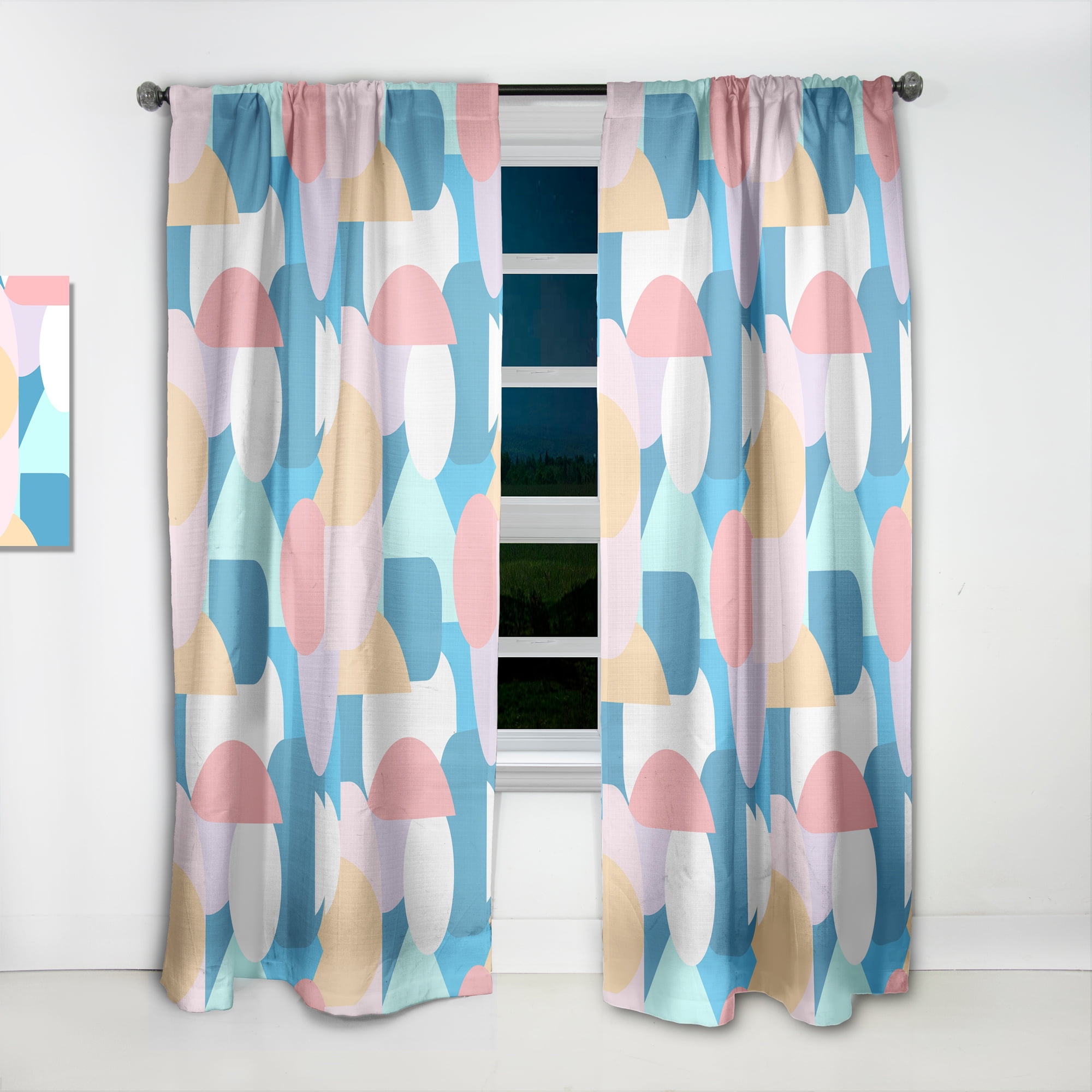 Designart 'Geometrical Abstract Retro Pattern II' Mid-Century Modern Curtain Panel