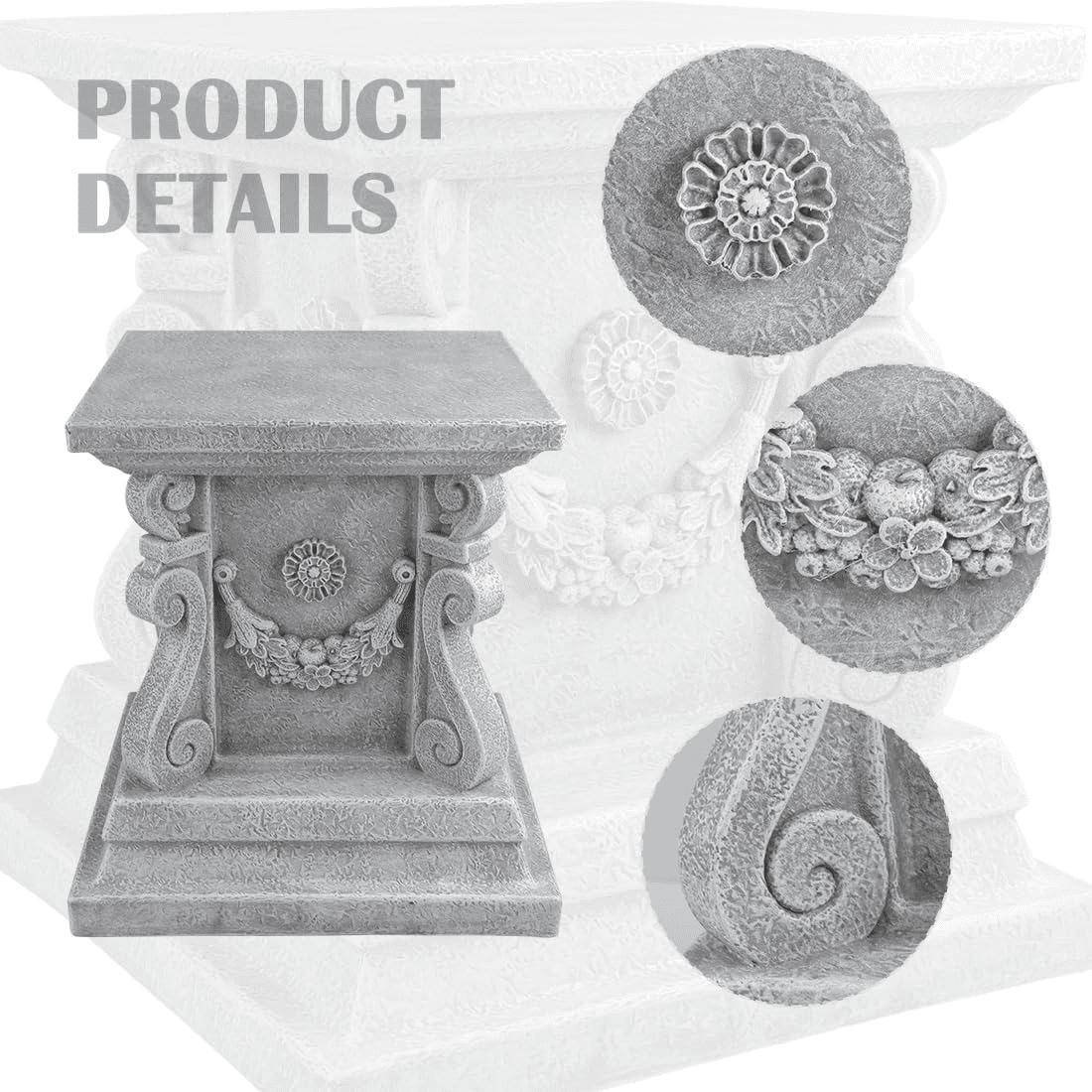 Square Garden Pedestal Sculpture Plinth Base Riser Pedestal Statuary Stand Outdoor Decor, Indoor Outdoor Sculptural Garden Plinth Base Statue Riser Home Decoration