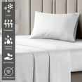 thumbnail image 4 of Pizuna 400 TC Twin-XL Cotton Sheet Set – Ultra Soft Sateen Weave, Long Staple Cotton, Fits Mattress up to 15” Deep – White, 4 of 7