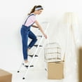 thumbnail image 4 of ZenSports 300lbs Folding 4-Step Steel Ladder Portable Step Stool W/Anti-Slip Wide Pedal, White, 4 of 10