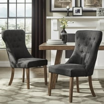 Weston Home Kirk Button Tufted Dining Chair, Set of 2, Dark Grey