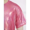 thumbnail image 5 of Runhomal Girls Boys Shiny Metallic Short Sleeve T-Shirt Modern Dance Jazz Hip Hop Top Performance Top Rose Red 150, 5 of 7