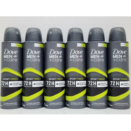 6 Pack Dove Men+Care Sport Dry Spray Antiperspirant Deodorant Active+Fresh 150 ml