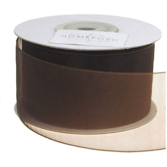 Plain Sheer Organza Ribbon, 1-1/2-Inch, 25 Yards, Brown