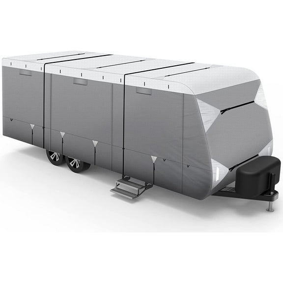 Leader Accessories 3090192 Waterproof Tear-Resistant Trailer RV Camper Cover Fits 18'-20', Grey