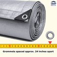thumbnail image 6 of TARP SUPPLY Inc 26' x 40' Heavy Duty Silver Poly Tarp with Aluminum Grommets and Reinforced Corners, Waterproof, UV Resistant 10 Mil Protective Cover for Roof, Material, Equipment & Outdoor Use, 6 of 8