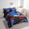 thumbnail image 3 of jejeloiu Race Car 7 Pieces Bedding Comforter Set,Modern Speed Sport Full Bedding Set,Red Blue Fitted Sheet Flat Sheet For Boys,Ultra Soft Home Decor Reversible, 3 of 8
