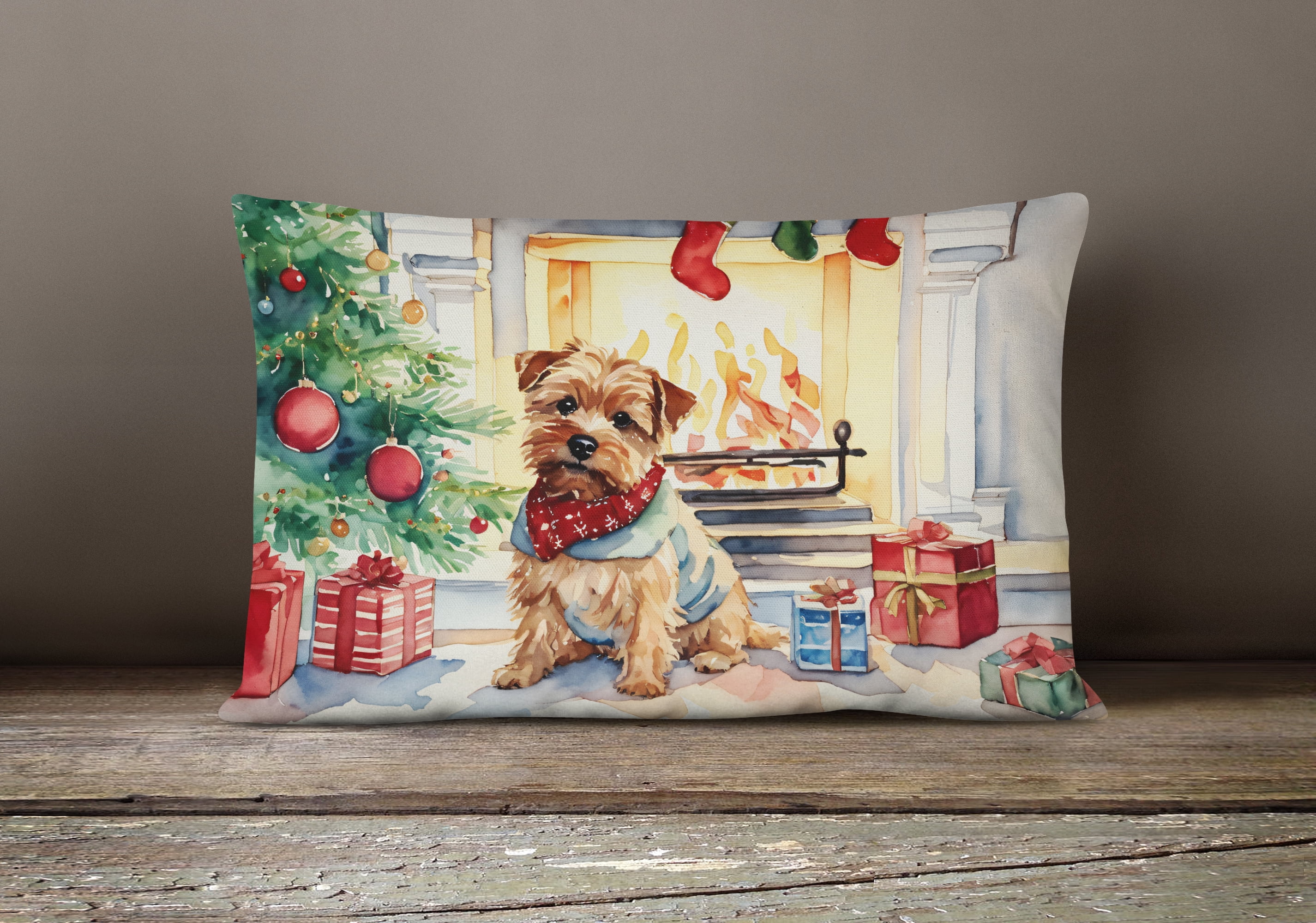 Norfolk Terrier Cozy Christmas Throw Pillow 12 in x 16 in