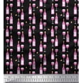 thumbnail image 1 of Soimoi Black Cotton Jersey Fabric Bottle & Wine Glass Bar Print Fabric by the Yard 58 Inch Wide, 1 of 3
