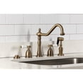 thumbnail image 4 of Kingston Brass KB1793BPLBS Bel-Air Double-Handle Widespread Kitchen Faucet with Brass Sprayer in Antique Brass, 4 of 8