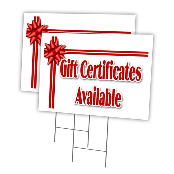 GIFT CERTIFICATES 2 Pack Of 18" x 24" Yard Sign & Stake | Advertise Your Business | Stake Included Image On Front Only | Made in The USA