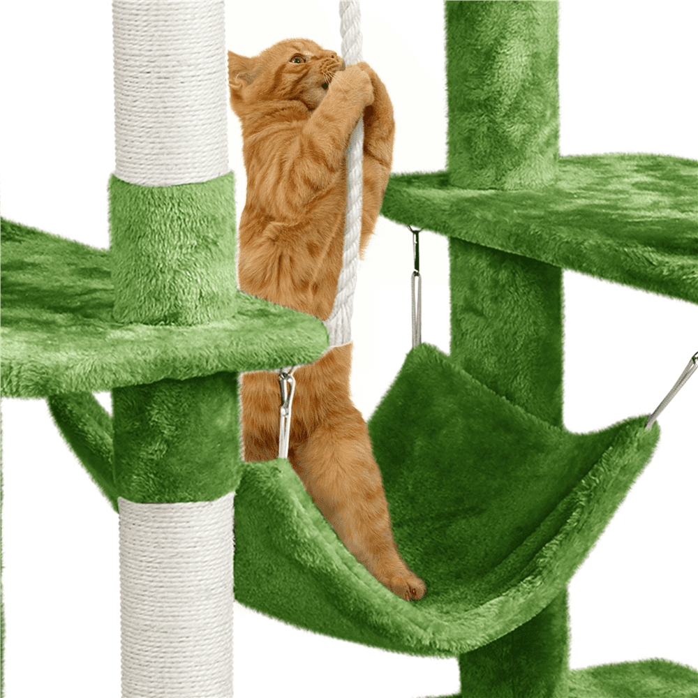 Alden Design 63″H Cat Tree Scratching Posts Cat Tower for Kittens Indoor, Green