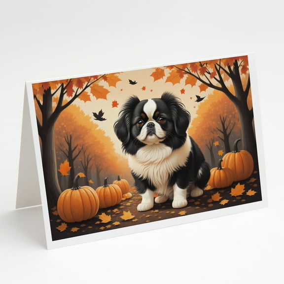 Japanese Chin Fall Greeting Cards and Envelopes Pack of 8 7 in x 5 in