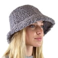 thumbnail image 3 of C.C Women's Winter Faux Fur Teddy Style Fisherman Bucket Hat, Gray, 3 of 4