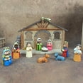 thumbnail image 1 of Juego de 11 piezas de belén de Sagrada , estatua de resina tradicional hecha a mano para repisa, decoración de repisa, decoración navideña., 1 of 10