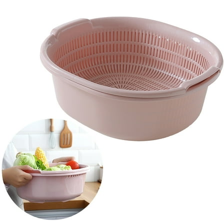 SWETRACE Kitchen Strainer Pink 1Pack 12.6x11.6x4.9in Food-Grade Plastic