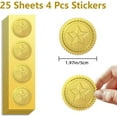 thumbnail image 2 of Pegatinas de lámina dorada con sellos oficiales en relieve de estrella de 2 pulgadas, 100 unidades, autoadhesivas, con relieve dorado alrededor, para sellos de sobres de papel de certificado, premios, 2 of 8