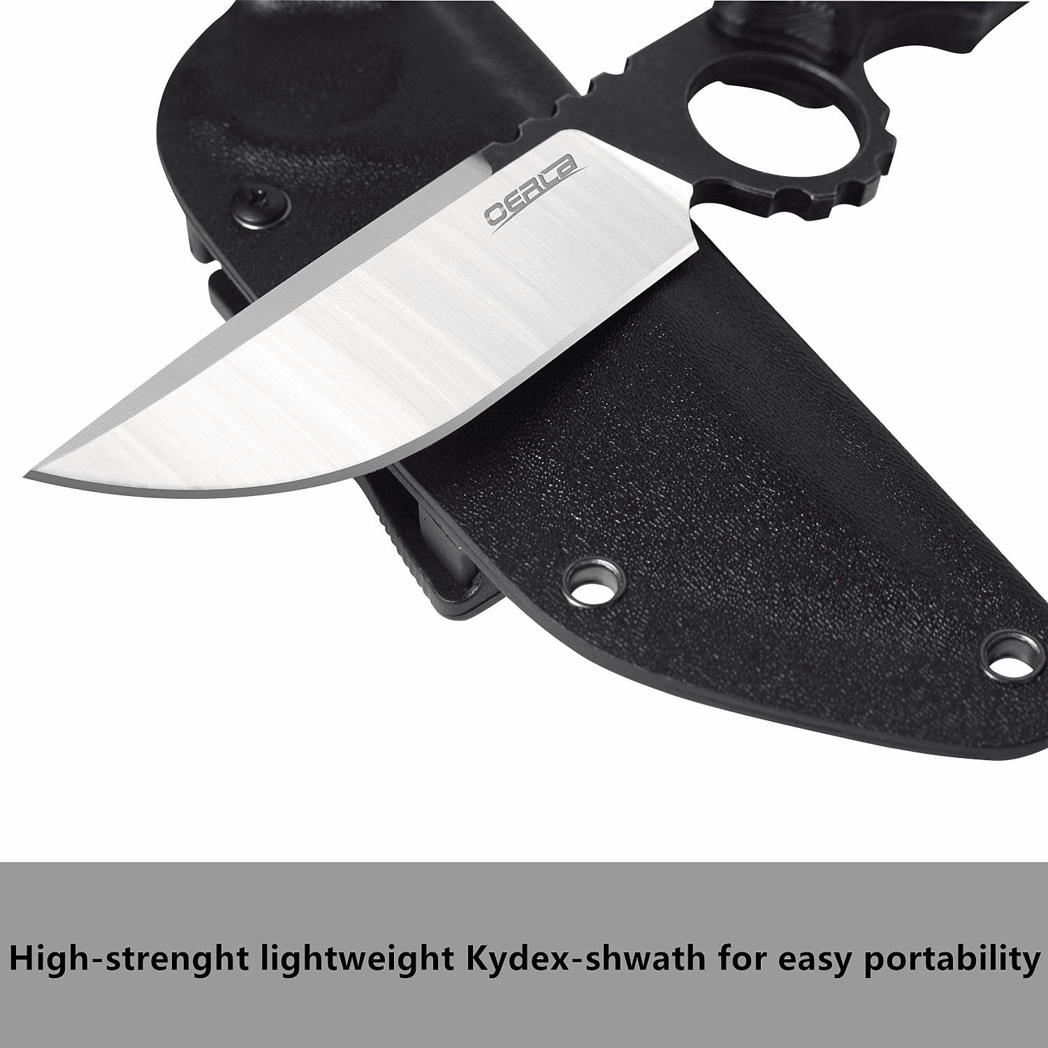 Oerla olk-032EK Tactical Fixed Blade Knife 3.9 inches blade with G10 Handle and Kydex Sheath (Black)