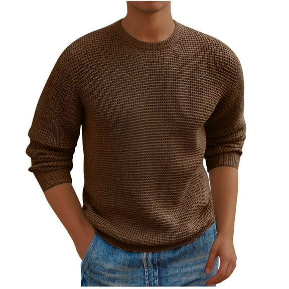 Yiliang Pullover Sweater for Men Fall and Winter Long Sleeve Warm and Thermal Top Clothes ,Coffee,2XL