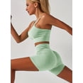 thumbnail image 4 of GAI YI Women's 2-Piece Coordinated Set High-Intensity Workout Set - Seamless Sports Bra & High-Waisted Shorts， Tummy Control & Breathable，Green，Size L, 4 of 6