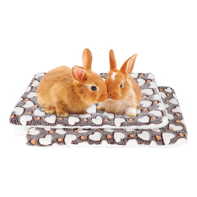 Cama para animales pequeños, 2 piezas, casa con cama para conejos, colchoneta cálida para dormir en invierno