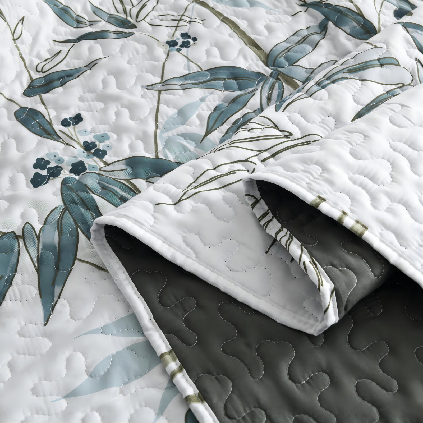 Queen Size Quilt Set, Greagle 3-Piece Soft Warm Lightweight Queen Size Summer Quilt Bedspread Machine Washable Bedding Set with 2-Piece Pillow Shams, 90x90 inch, Watercolor BamBoo Leaf Print