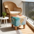 thumbnail image 4 of SCRAWLGOD Marble Print Cyan Golden Slipcover for Ottoman, Stretch Square Ottoman Covers Slipcover Washable Storage Foot Stool Cover Waterproof Footrest Furniture Protector with Elastic Bottom, 4 of 7