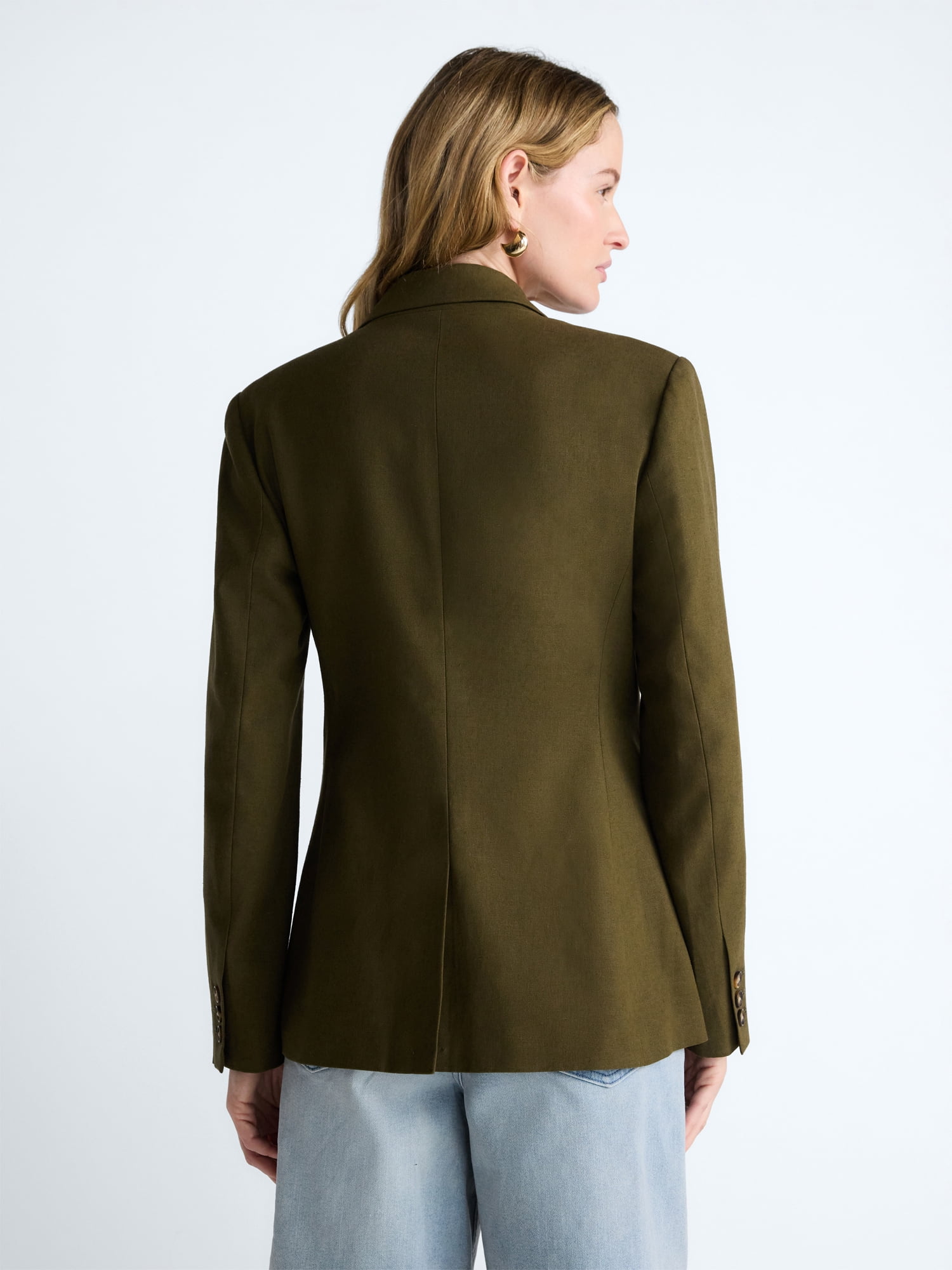 Scoop Women’s and Women's Plus Linen Blend Blazer, Sizes XS-4X