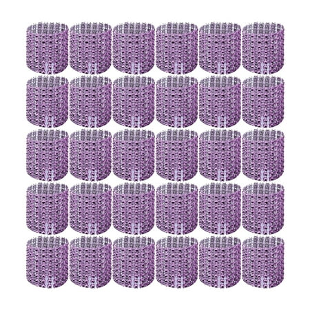 

30PCS Elegant Napkin Ring with 8 Row Rhinestone Pretty Napkin Holder Napkin Buckle Decoration for Wedding Party (Dark Purple)