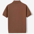 thumbnail image 4 of EANJE Men's Short Sleeve Knit Polo Cardigan, Geometric Pattern Button‑Down Lapel Collar Retro Casual Knitted Shirt for Daily Vacation Brown 3XL, 4 of 5