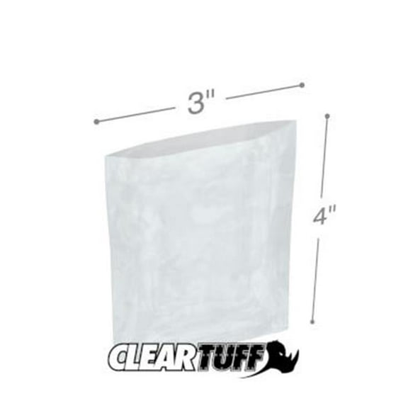 International Plastics PB10304 3 x 4 in. Clear Poly Bags, 0.00125 Gauge - Case of 1000