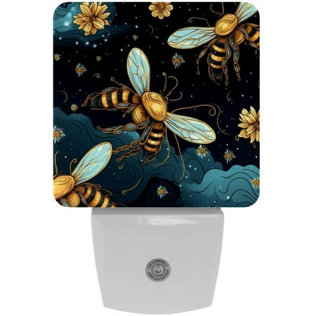 

Starry Bee LED Square Night Light - Soft Glow Plug-in Lamp with Dusk to Dawn Sensor for Bedroom and Hallway - Energy Efficient Compact Design