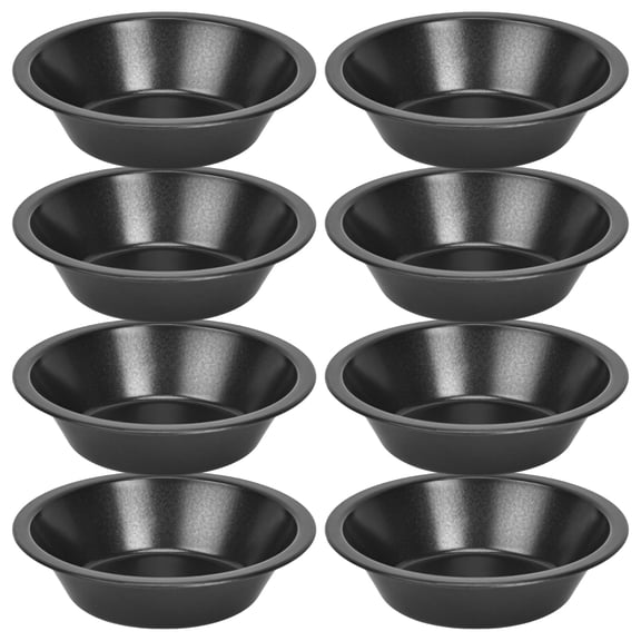 8 Piece Mini Nonstick Carbon Steel Baking Pan - 5-Inch Rolled Rim Round Cake Pan for Pies, Quiches, Muffins and Individual Desserts