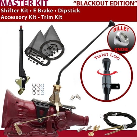 American Shifter C4 Shifter Kit Black 16 in. E Brake Cable Clevis Trim Kit Dipstick for F830A