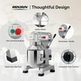 thumbnail image 6 of ROVSUN 20Qt Commercial Stand Mixer, 550W Electric Commercial Food Mixer Heavy Duty with Adjustable 3 Speed, Stainless Steel Bowl, Dough Hooks Whisk Beater, Perfect for Bakery Pizzeria Restaurants, 6 of 8
