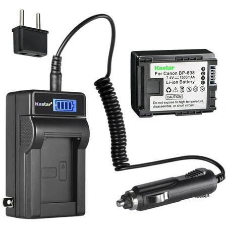 Kastar 1-Pack BP-808 Battery and LCD AC Charger Compatible with Canon VIXIA HF S200  VIXIA HF10  VIXIA HF11  VIXIA HF20  VIXIA HF21  VIXIA HF100  VIXIA HF200 VIXIA HG20 VIXIA HG21 VIXIA HG30 Cameras