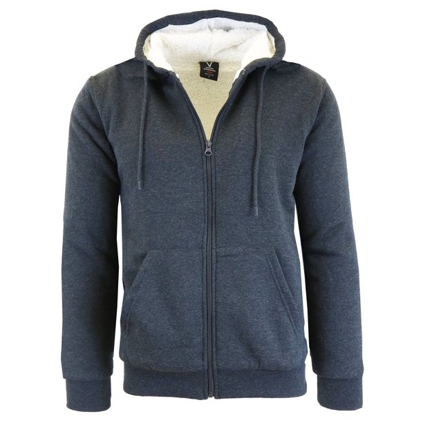 Men's Sherpa Fleece Lined Zip-Up Hoodie - Walmart.com